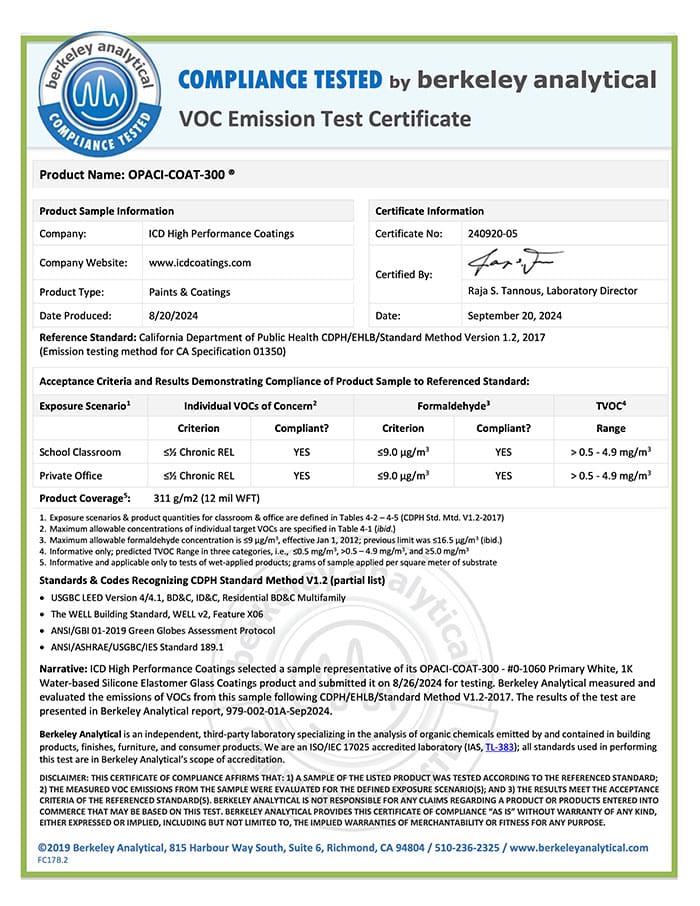 Berkeley-Analytical-VOC-Emission-Test-Certificate-OPACI-COAT-300-09-20-2024-240920-05_ICD-High-Performance-Coatings_979-002-01A-preview
