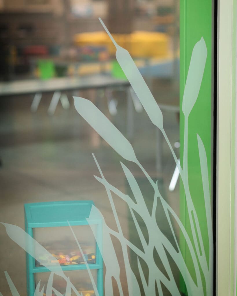 Custom Laminated Glass by Dreamwalls at Port Neches Primary School-TX-pic5-cattails