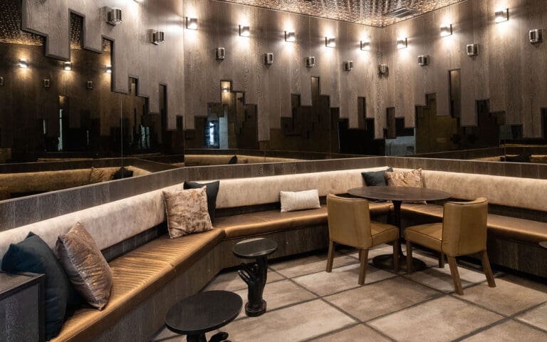 Dreamwalls bronze charcoal antique mirror at Windsor Preston Apartments in Plano TX