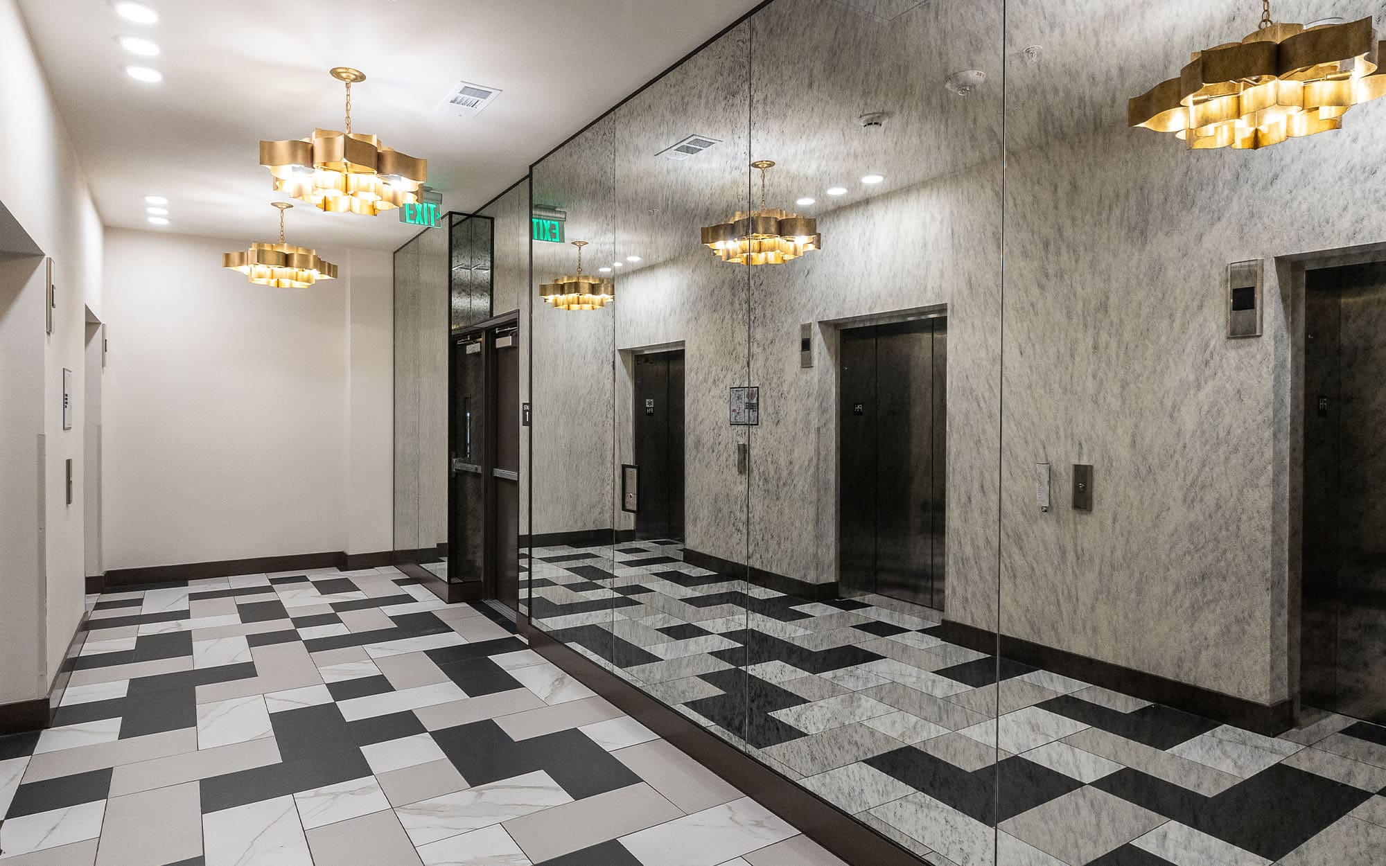 Dreamwalls clear charcoal antique mirror at The Residences at The Grove in Dallas