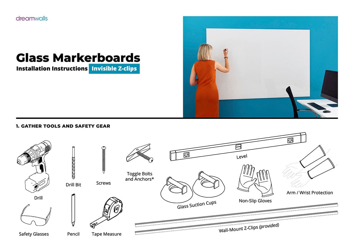 Dreamwalls Glass Markerboards-Installation Instructions-Invisible Zclips-English-preview