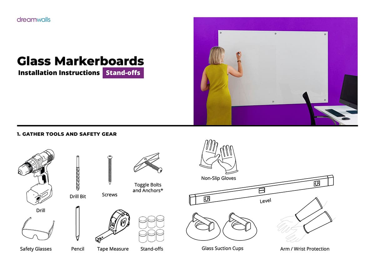 Dreamwalls Glass Markerboards-Installation Instructions-Standoffs-English-preview