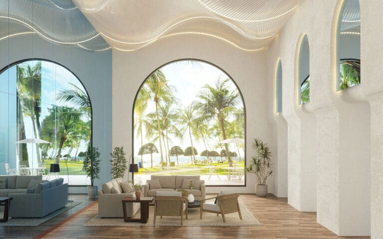 Dreamwalls Shades Blue Tinted Mirror at a Tropical Resort