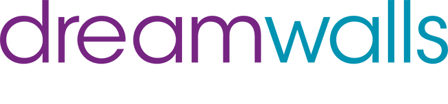 Dreamwalls web logo-white tagline